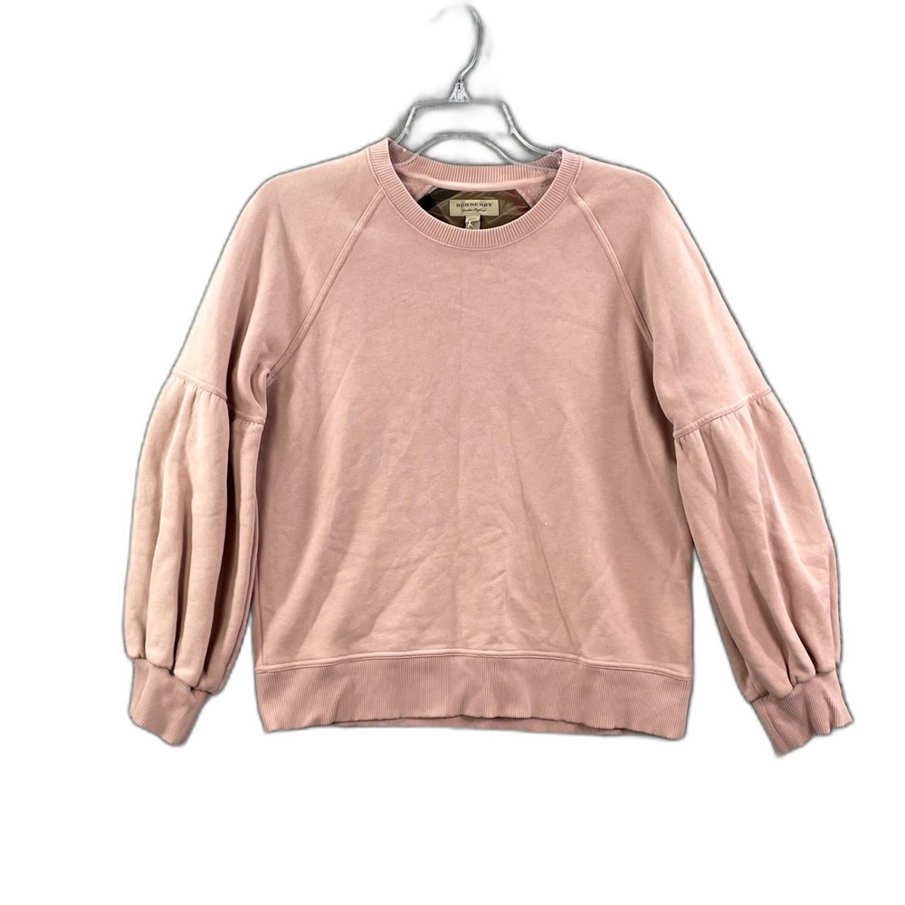 Burberry Sweatshirt Womens Small Pink Crew Neck Balloon‎ Sleeve Classic Outdoor